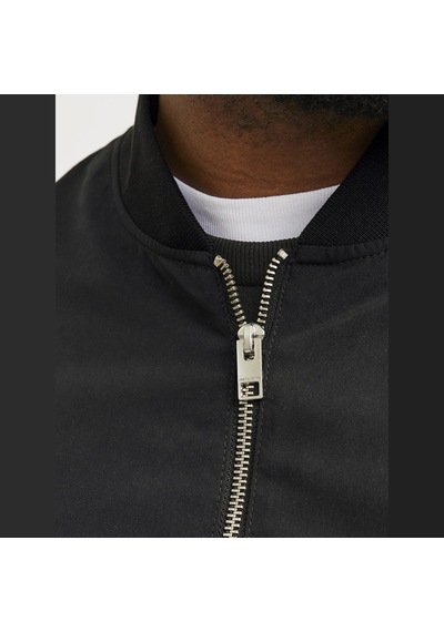 Jack & Jones Büyük Beden Beyzbol Yaka Bomber Ceket- Rush - 12173990 Siyah