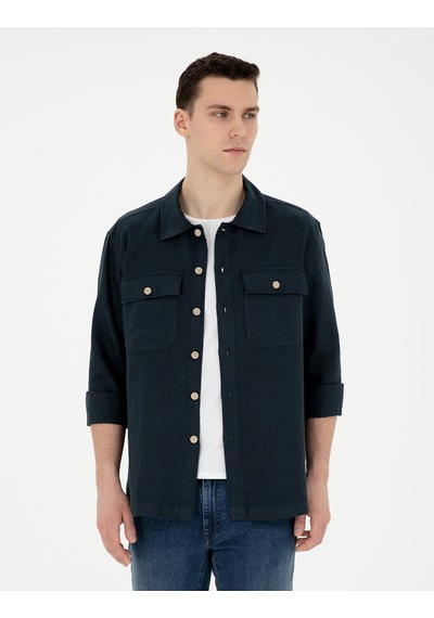 Pierre Cardin Erkek Lacivert Gömlek Desenli 50287504-vr033 Lacivert