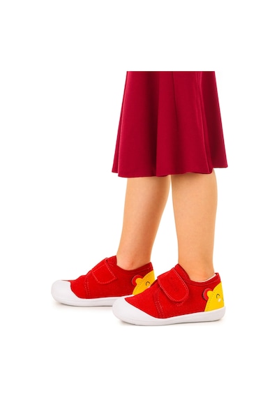 Kiko Kids Catly Cırtlı Kız Bebek İlk Adım Panduf Ayakkabı Kırmızı