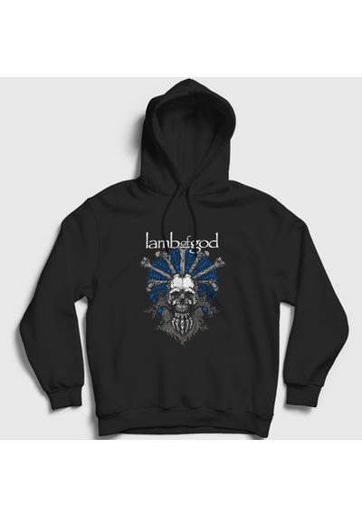 Presmono Unisex Bones Lamb Of God Kapüşonlu Sweatshirt Siyah