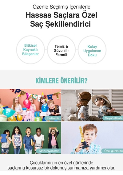 Çocuklara Özel, Hindistan Cevizi Yağı İçerikli, Güçlü Saç Şekillendirici Dashu Kids Coconut Hard Wax