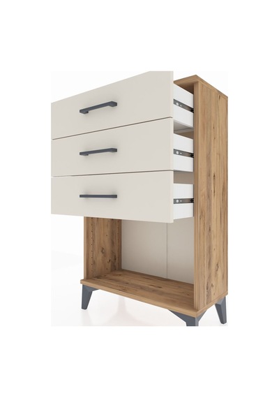 Arges Komodin 3 Çekmeceli 60x30x96 Çam-aytaşı Atlas Çam