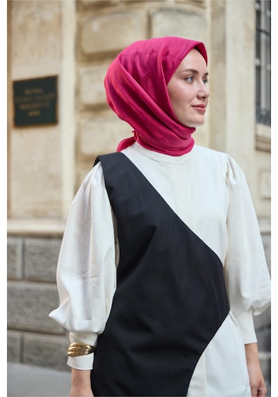 Silk Home Monogram Pamuk İpek Eşarp 130001-03 Fuşya