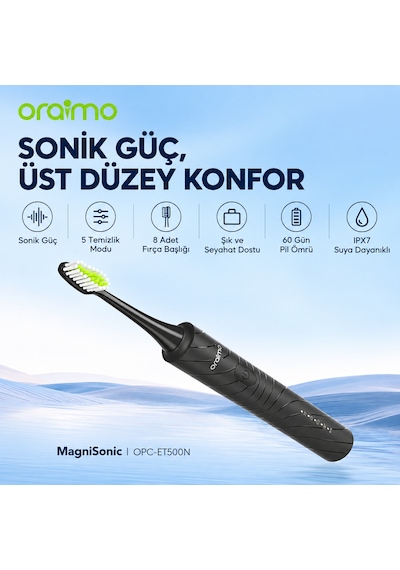 Oraimo Opc-et500n Elektrikli Diş Fırçası Graphite Black 8 Başlık