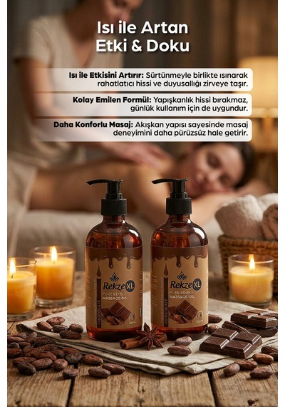 Yenilebilir Masaj Yağı 2 Li Set 250 Ml X 2 Çikolata Aromalı, Su Bazlı, Büyük Boy - 502108752