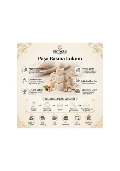 Paşa Basma Türk Lokumu 350 Gr %100 Pancar Şekerinden Glikozsuz - 938211984