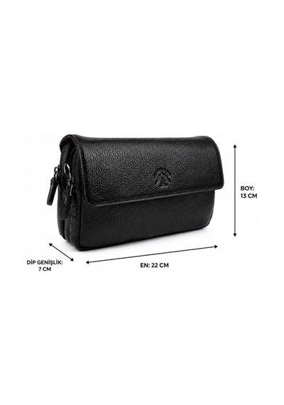 Alphaclub Bag Erkek Kahverengi Hakiki Deri Çok Bölmeli Bileklik Askılı El Çantası