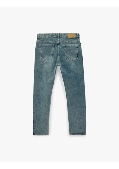 Koton Pamuklu Normal Bel Cepli Straight Fit Jean Pantolon - Mark Jean İndigo Stone 7wam40122nd İndigo - Taş