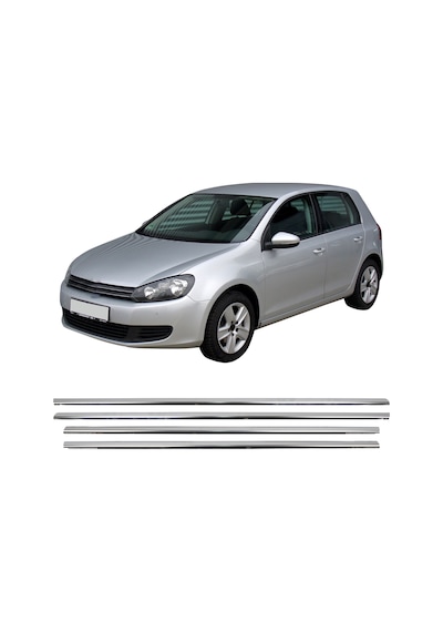 Volkswagen Golf 6 Uyumlu 2009-2013 Krom Cam Çıtası 4 Parça Paslanmaz  Çelik