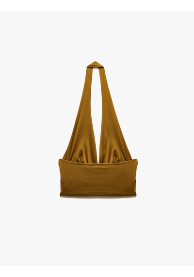 Koton Slim Fit Sırt Dekolteli Crop Halter Yaka Büstiyer Hardal 5sak10695ek HARDAL Koton Slim Fit Sırt Dekolteli Crop Halter Yaka Büstiyer Hardal 5sak10695ek HARDAL