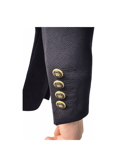 Erkek Kruvaze Gold Düğmeli Dokulu Likralı Kumaş Blazer Ceket Modern Kesim Şık Tasarım Siyah