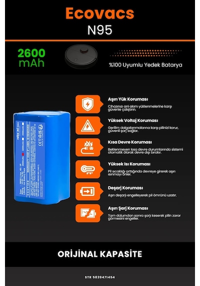 Ecovacs Deboot N95 2600mah Robot Süpürge Bataryası