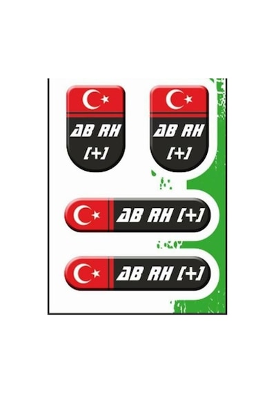 Kan Grubu Etiketi 4 Lü Damla Abrh+ Kan Grubu Sticker Seti Su Geçirmez
