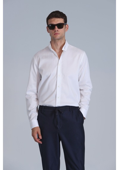 Lufian Jakob Erkek Basic Gömlek Slim Fit Beyaz Beyaz 112010642100500 Beyaz