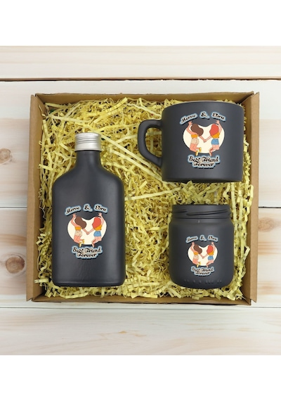 Bk Gift Kişiye Özel İsimli Dtf Best Friend Temalı Antrasit Kahve Fincanı & Kolonya & Mum Hediye Seti-6, Arkadaşa Hediye, Doğum Günü Hediyesi Kobitmeye