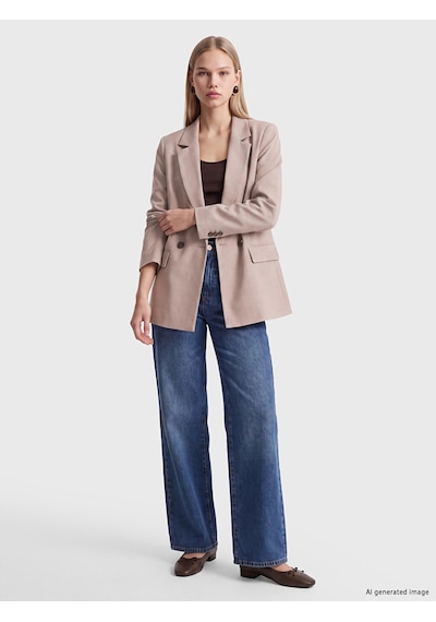Lcw Vision Bej Kruvaze Yaka Kadın Blazer Ceket