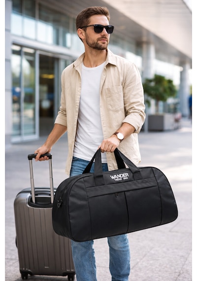 Bag Trend Bt Büyük Boy Seyahat Çantası İmperteks Kumaş Suya Dayanıklı 3 Gözlü Omuz Askılı Spor Ve Valiz Çantası Siyah