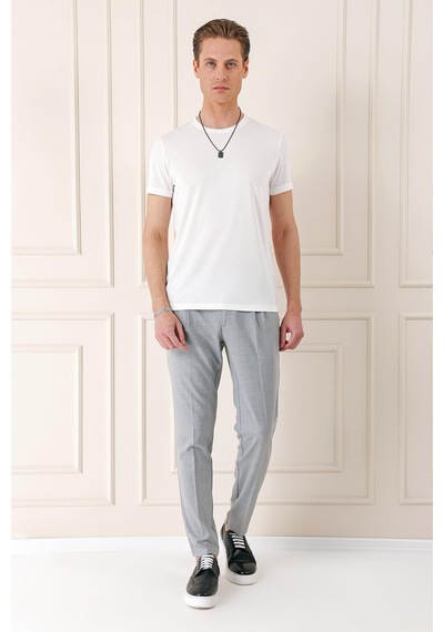 Efor Slim Fit Bisiklet Yaka %100 Pamuk Ekru Tişört Ts 878 Ekru