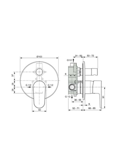 Ideal Standard Cerafine O Mat Siyah Ankastre Duş Sistemi - 2 Yollu - Bd828xg Siyah