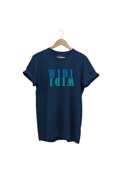 Widi Logo Aynalanmış Tasarım Baskılı %100 Pamuk Regular Fit T-shirt Lacivert