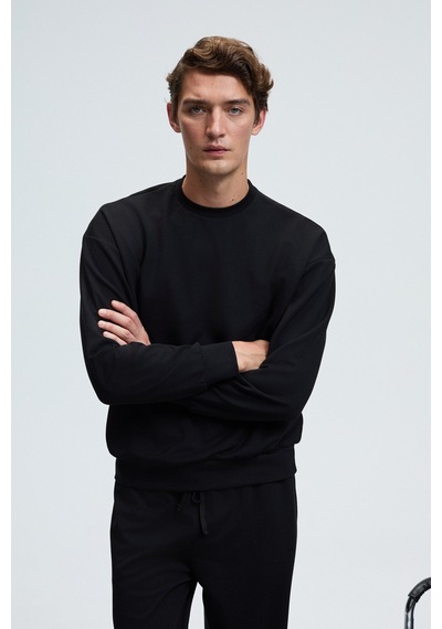 Grimelange Vıento Erkek Bisiklet Yaka Uzun Kollu Regular Fit Siyah Sweatshirt Siyah