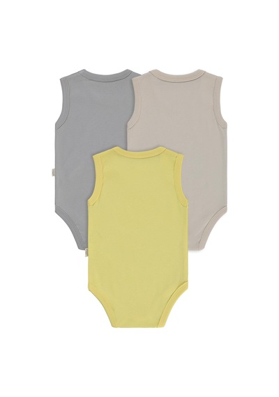 Civil Baby Basıc 3 Lü 0-36 Ay Çıtçıtlı Badi - Bej Taş Rengi