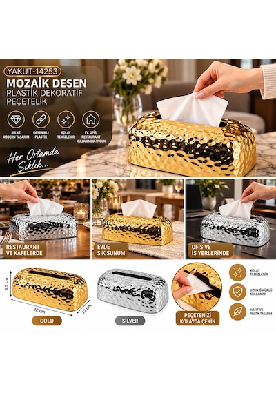 Oval Plastik Dekoratif Peçetelik Çok Renkli