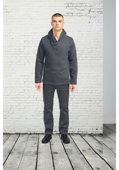 Black Steel Şal Yaka Casual Erkek Sweatshırt Antrasit