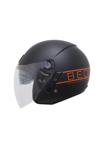 Beon B217 Çenesiz Vizörlü Açık Yazlık Kask Mat Siyah - Turuncu