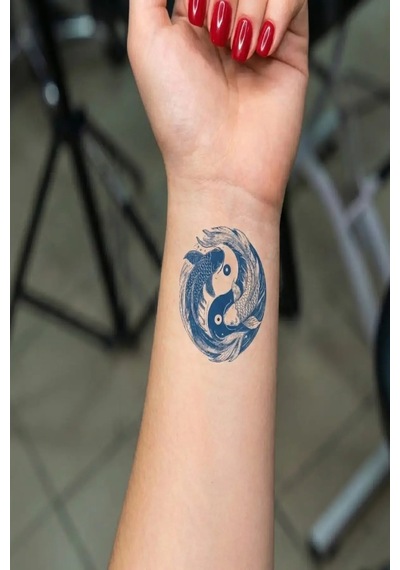 Ağaç Ying Yang Dostluğu 5 Cm Minimal Geçici Dövme Yarı Kalıcı Geçici Dövme