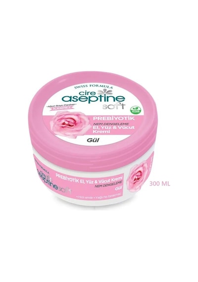 Cire Aseptine Soft Prebiyotik Gül El, Yüz Ve Vücut Kremi 300 Ml