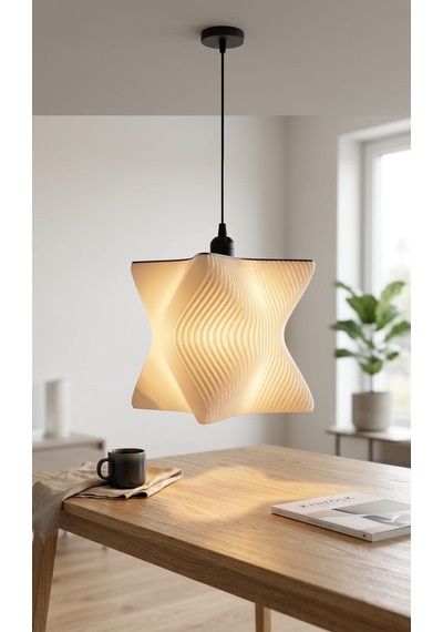 Neslidekor Modern 3d Tasarım Geometrik Sarkıt Abajur - Antre Ve Salon Tipi Avize - Beyaz Beyaz