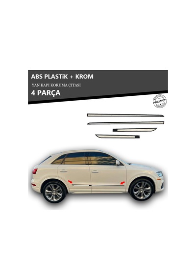 Audı Q3 Yan Kapı Koruma Çıtası Plastik + Krom