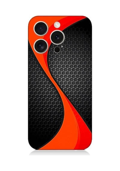 Apple Uyumlu iPhone 15 Pro Turuncu Siyah Karbon Desenli Silikon Kılıf