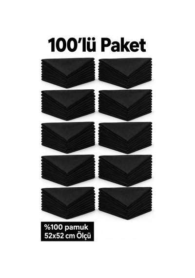Herşeynota 100 Lü Siyah Düz Fular Seti %100 Pamuk 52x52 Cm Okul Etkinlik Gösteri Grup Kullanımı Çok Renkli