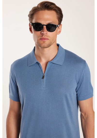 Tudors Erkek Slim Fit Dar Kesim Pamuklu Örme Triko Fermuarlı İndigo Polo Yaka Tişört-33748 Indigo Tudors Erkek Slim Fit Dar Kesim Pamuklu Örme Triko Fermuarlı İndigo Polo Yaka Tişört-33748 Indigo
