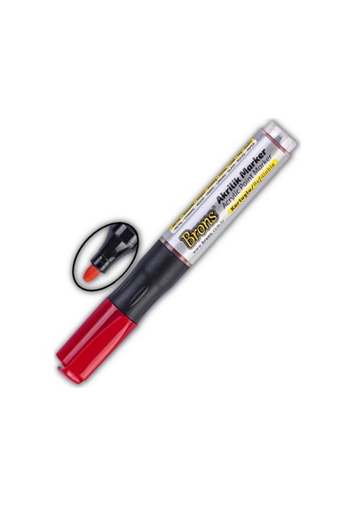 Akrilik Marker Yuvarlak Uç 1 Adet Brons Akrilik Markör Metal Seramik Ahşap Kumaş Tuval Cam Taş Kırmızı