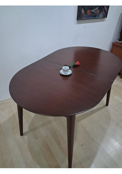 Masa Oval 90641 Retro Ayak Model Kayın Retro Açılır Parlak Ceviz Tabla El Yapım Kahverengi Masa Oval 90641 Retro Ayak Model Kayın Retro Açılır Parlak Ceviz Tabla El Yapım Kahverengi