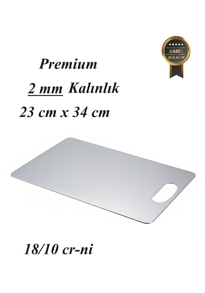 2 Mm Paslanmaz Çelik / Metal Kesme Tahtası 304 Kalite 23x34 Cm 18/10 Cr-ni Gümüş