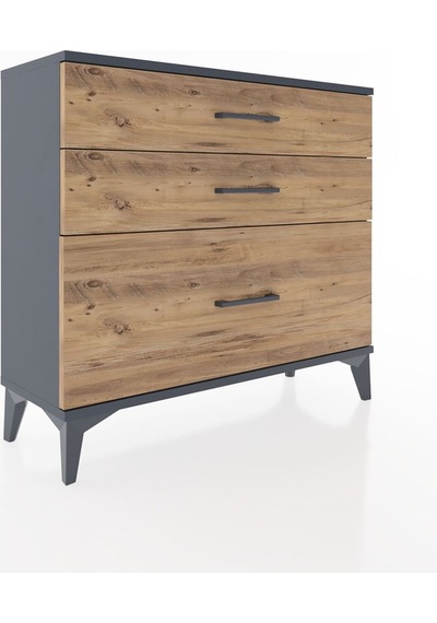 Arges Şifonyer 3 Çekmeceli 88x30x80 Antrasit-çam Antrasit