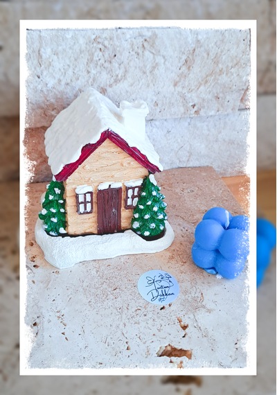 Karlı Dağ Evi Tasarım El Yapımı Dekoratif Mumluk Ve Tütsülük Yılbaşı Konsept Obje
