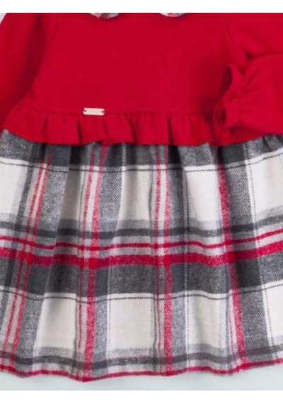 Baby Rose Kız Bebek Triko Robalı Ekose Elbise-14923 Kırmızı