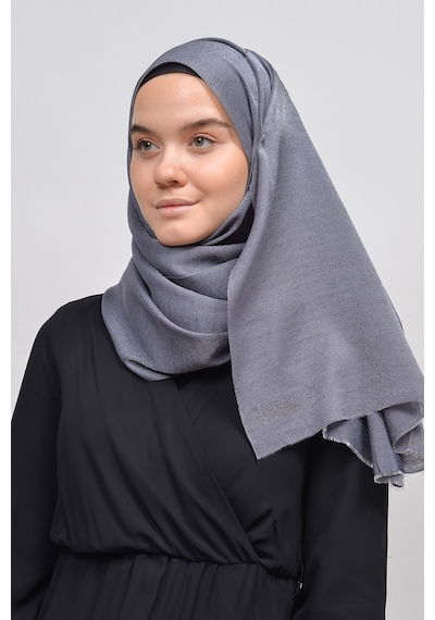 Altobeh Kadın Düz Renk Pırıltı Simli Tesettür Shawl Parlak Abiye Şal - Gümüş