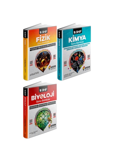 Aydın 2025 9. Sınıf Fizik + Kimya + Biyoloji Konu Özetli Soru Bankası Seti 3 Kitap