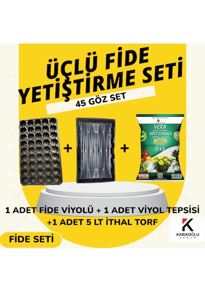 Fide Viyolü Viyol Tepsisi Ithal Torf Üçlü Set Fide Yetiştirme Seti Seçim Yapınız 45 Göz Yuvarlak