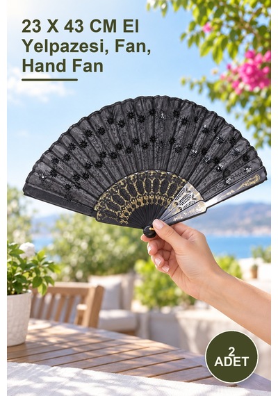 2 Adet Plastik Yelpaze 23 X 43 Cm El Yelpazesi, Fan, Hand Fan
