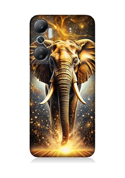 İnfinix Hot 20 Uyumlu Altın Fil Desenli Silikon Kılıf