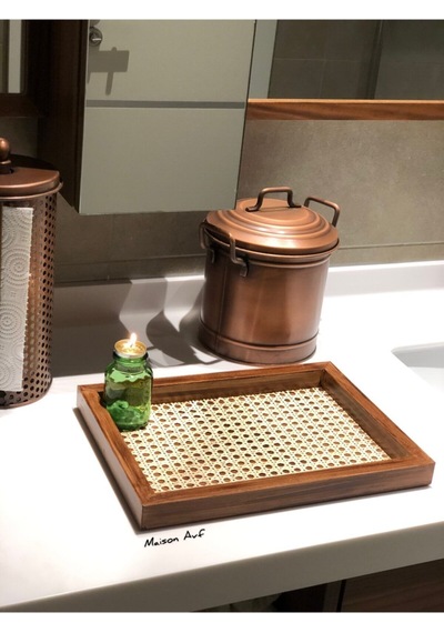 Rattan Hazeran Tepsi Eskitme Model Dikdörtgen %100 Doğal Hazeran M017