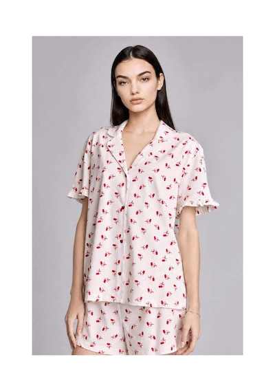 Defacto Regular Fıt Şortlu Kısa Kollu Desenli 2li Ecru Pijama Takımı H7407ax26hser98 Ekru-er98