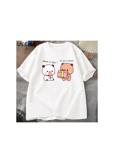 Tarzsokak Mutlu Doğum Günü Panda Ayı T-shirt Erkekler Bubu Ve Dudu Aşk Grafik T Shirt Harajuku Pamuk Kı Beyaz